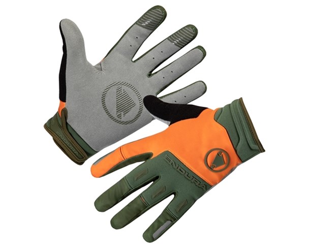 Endura rukavice Singletrack Windproof Green/Orange