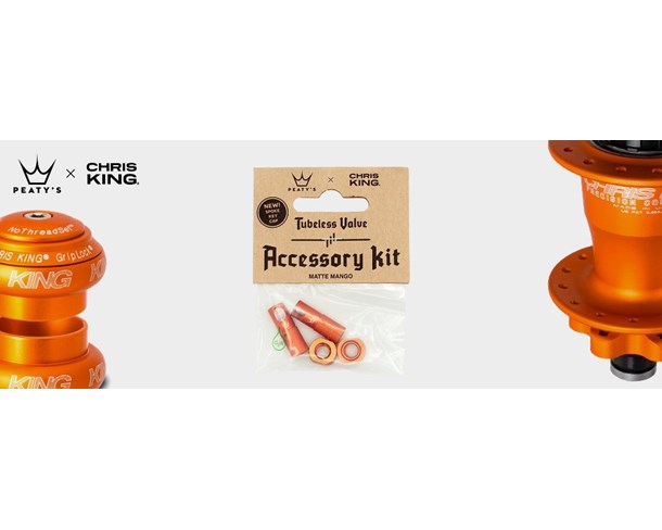 Peaty's accessory kit Tubeless ventila 42mm Orange